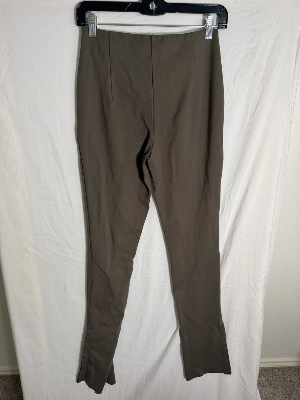 Zara Olive Green High-Waist Slim Pants